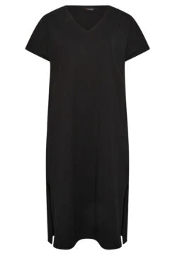 YOURS Curve Black Side Split Midaxi T-Shirt Dress 8 YOURS Curve Black Side Split Midaxi T-Shirt Dress -JOICY Clothing Shop 56721837 f34f 41 137272 X