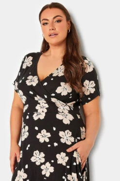YOURS Curve Black Floral Print V-Neck Midaxi Dress -JOICY Clothing Shop 569c4305 96f3 44 302228 D