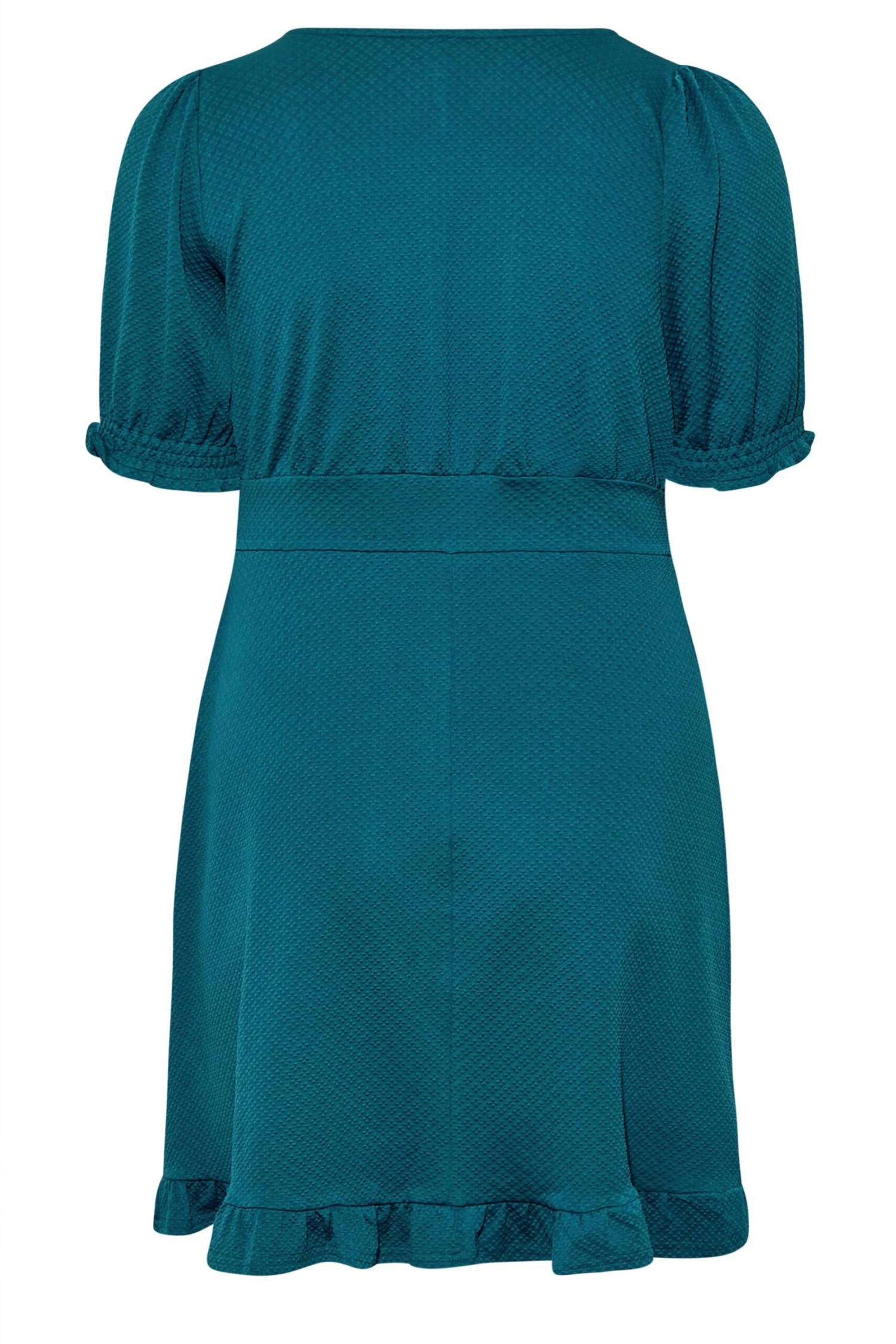 YOURS Curve Teal Blue Ruffle Hem Mini Dress 6 YOURS Curve Teal Blue Ruffle Hem Mini Dress - Image 6