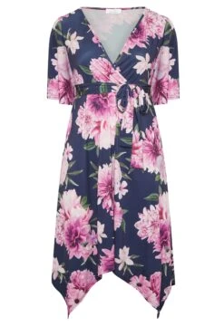 YOURS LONDON Curve Navy Blue & Purple Hanky Hem Floral Dress -JOICY Clothing Shop 599c51c6 41d6 42 162104 X
