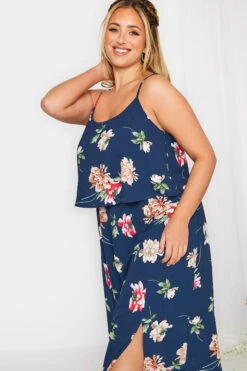 YOURS LONDON Curve Navy Blue Floral Overlay Maxi Dress -JOICY Clothing Shop 5a4a94af 08c9 43 161945 E