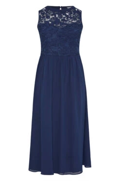 YOURS LONDON Curve Navy Blue Lace Front Chiffon Maxi Dress -JOICY Clothing Shop 5a72db26 8447 47 161003 F