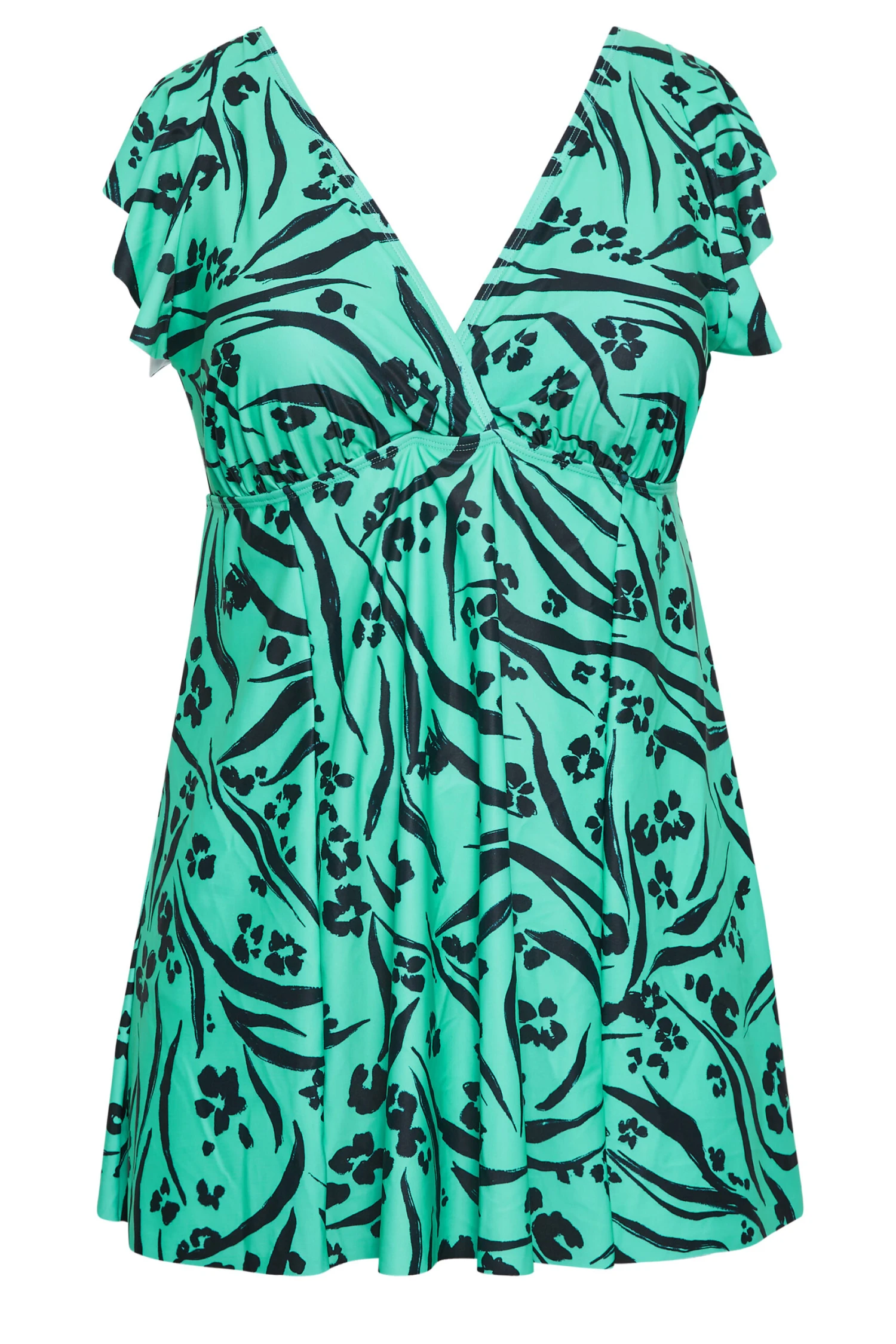 YOURS Curve Turquoise Green Animal Print Tummy Control Swim Dress 5 YOURS Curve Turquoise Green Animal Print Tummy Control Swim Dress - Image 5