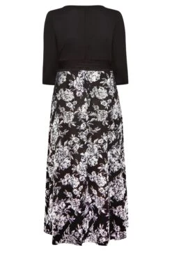 YOURS LUXURY Curve Black & Silver Foil Floral Print Wrap Dress -JOICY Clothing Shop 5b0ac300 a734 45 301808 Y