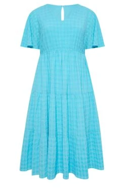 LIMITED COLLECTION Curve Aqua Blue Textured Tiered Smock Dress -JOICY Clothing Shop 5cb0b165 e3de 47 215543 X