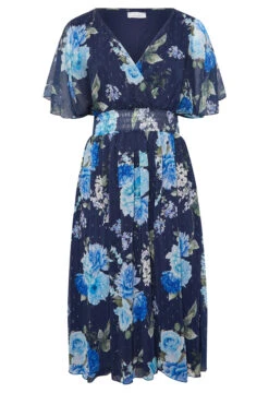 YOURS LONDON Blue Floral Angel Sleeve Wrap Dress -JOICY Clothing Shop 5d2561b5 b7c5 47 162049 X
