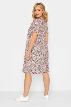 YOURS PETITE Curve Pink Ditsy Floral Print Smock Dress -JOICY Clothing Shop 5e0abc48 669d 42 174424 C