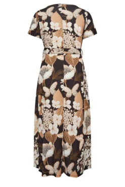 YOURS Curve Black Neutral Floral Print Wrap Front Midaxi Dress -JOICY Clothing Shop 5f7a76bf 46e8 4a 302154 Y