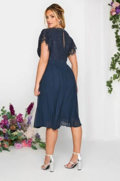 YOURS LONDON Curve Navy Blue Lace Wrap Pleated Midi Dress -JOICY Clothing Shop 60bfa052 f1fd 4f 161898 C