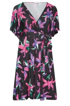 YOURS LONDON Curve Black Floral Print Wrap Dress -JOICY Clothing Shop 60cb526d d186 43 162201 X