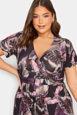 YOURS Curve Black Leaf Print Wrap Dress -JOICY Clothing Shop 619b97a0 53db 4c 301989 D