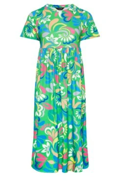 YOURS Curve Green Abstract Print Smock Dress -JOICY Clothing Shop 6230d723 f082 49 137388 X