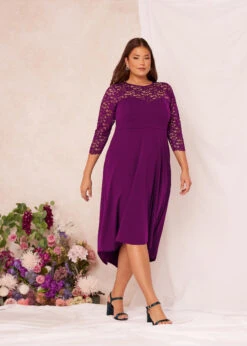YOURS LONDON Curve Purple Lace Sweetheart Midi Dress -JOICY Clothing Shop 638f3222 5263 40 161544 L