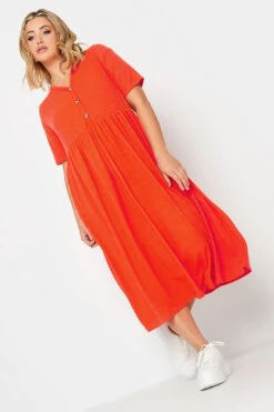 LIMITED COLLECTION Curve Orange Ribbed Peplum Midi Dress -JOICY Clothing Shop 6494f87b 59ec 47 215704 A1