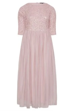 LUXE Curve Pink Sequin Hand Embellished Maxi Dress -JOICY Clothing Shop 64ec98e7 b888 4d 161157 F