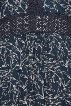 YOURS Curve Navy Blue Leaf Print Lace Detail Dress -JOICY Clothing Shop 66ce2659 1e90 48 302046 Z