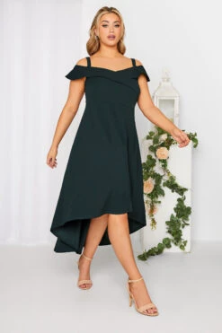 YOURS LONDON Curve Black Bardot High Low Midi Dress -JOICY Clothing Shop 67058084 63cb 4a 162086 B