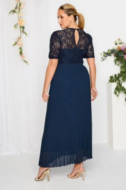 YOURS LONDON Curve Navy Blue Lace Puff Sleeve Pleated Maxi Dress -JOICY Clothing Shop 69843c53 90e6 4a 161903 C