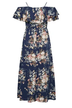 YOURS LONDON Curve Navy Blue Floral Ruffle Bardot Maxi Dress -JOICY Clothing Shop 69b6156e 9bab 48 161955 Y