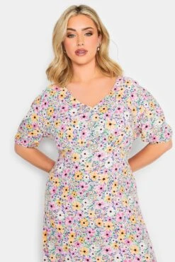 YOURS PETITE Curve Pink Floral Print Tea Dress -JOICY Clothing Shop 6b817ce3 10e1 49 174568 D