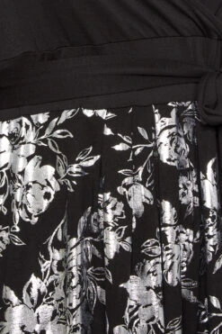 YOURS LUXURY Curve Black & Silver Foil Floral Print Wrap Dress -JOICY Clothing Shop 6d42c264 ae90 49 301808 Z1