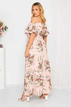 YOURS LONDON Curve Light Pink Floral Bardot Ruffle Maxi Dress -JOICY Clothing Shop 6d9595c7 aa85 4d 161954 C