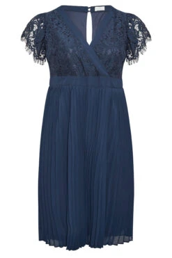 YOURS LONDON Curve Navy Blue Lace Wrap Pleated Midi Dress -JOICY Clothing Shop 6df3caf1 6047 4c 161898 X