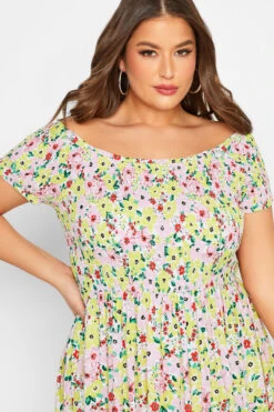 YOURS Curve White Floral Print Shirred Maxi Dress -JOICY Clothing Shop 6ee644c8 aade 4f 137342 D