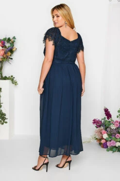 YOURS LONDON Curve Navy Blue Lace Detail Wrap Maxi Dress -JOICY Clothing Shop 6f565617 83b9 4c 161893 D