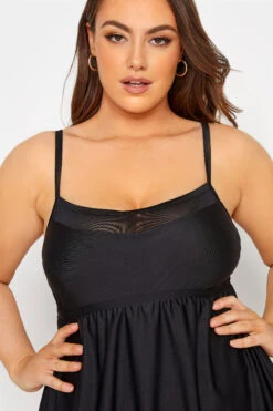 YOURS Curve Black Mesh Panel Tummy Control Swim Dress -JOICY Clothing Shop 6fc2b0ec 4ec8 46 150210 D