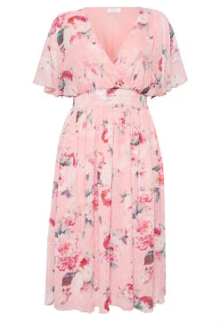 YOURS LONDON Curve Pink Angel Sleeve Floral Shirred Dress -JOICY Clothing Shop 729112f0 ba9b 40 162048 X