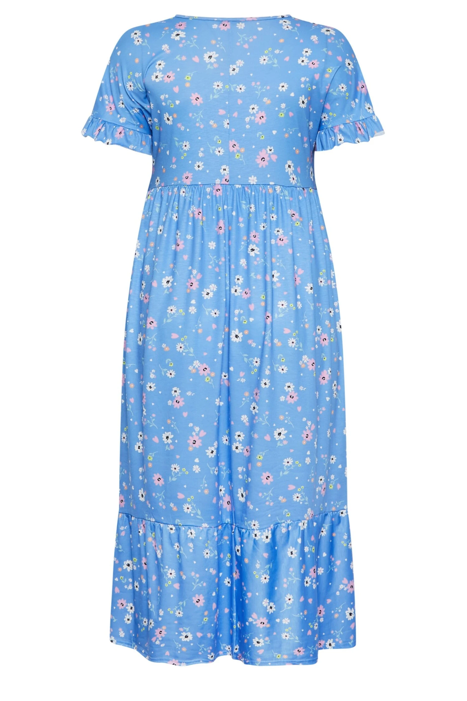 LIMITED COLLECTION Curve Blue Ditsy Print Frill Sleeve Maxi Dress 6 LIMITED COLLECTION Curve Blue Ditsy Print Frill Sleeve Maxi Dress - Image 6