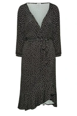 YOURS LONDON Curve Black Polkadot Ruffle Wrap Dress -JOICY Clothing Shop 763502dc 032c 46 161799 X