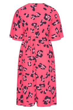 YOURS LONDON Curve Bright Pink Leopard Print Midi Wrap Dress -JOICY Clothing Shop 76361fef e4a9 47 161388 BK