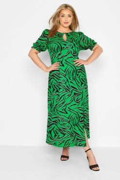 YOURS LONDON Curve Green Zebra Print Keyhole Dress