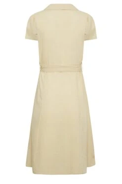 YOURS PETITE Curve Stone Brown Linen Blend Button Through Dress -JOICY Clothing Shop 769aa689 553c 47 174453 Y