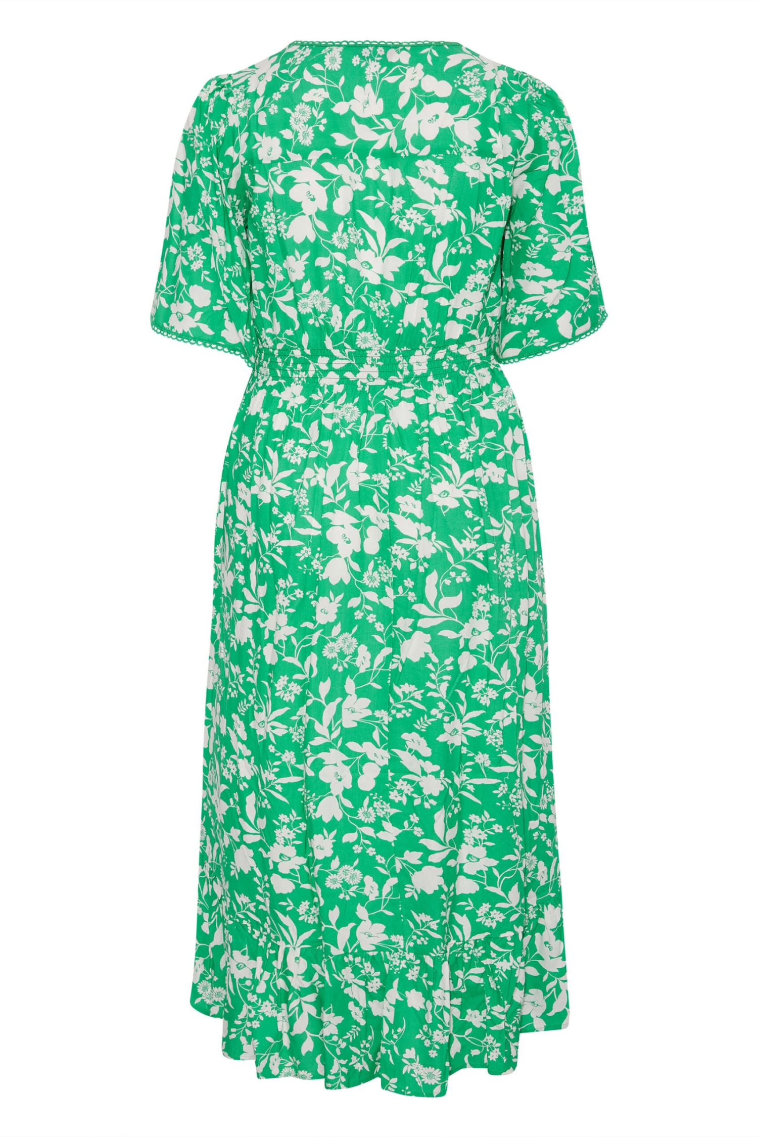 YOURS Curve Green Floral Dipped Hem Dress 6 YOURS Curve Green Floral Dipped Hem Dress - Image 6