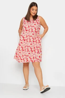 YOURS Curve Red Floral Print Swing Dress