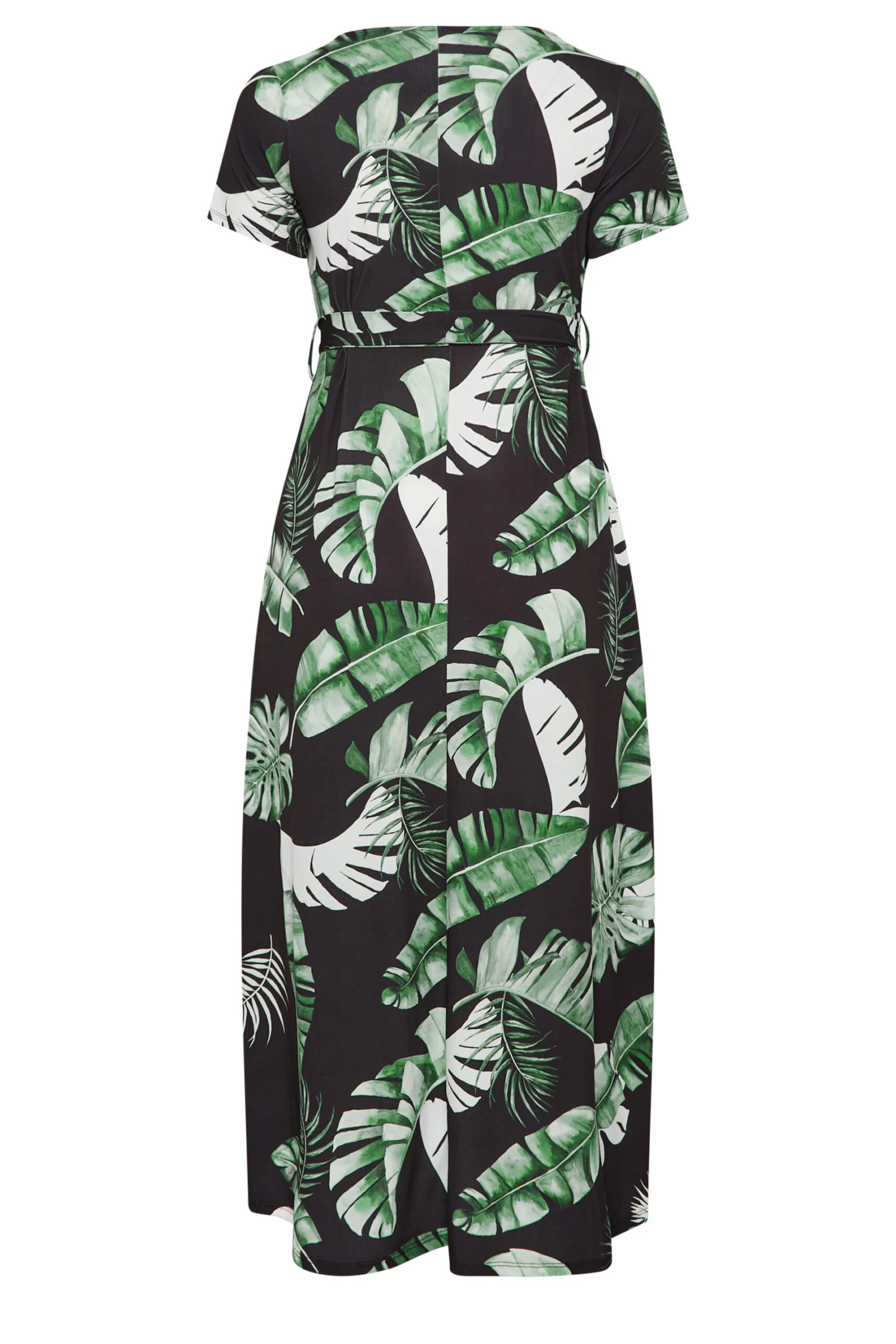 YOURS Curve Black Leaf Print Wrap Front Midaxi Dress 6 YOURS Curve Black Leaf Print Wrap Front Midaxi Dress - Image 6