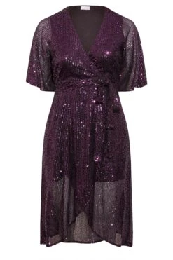 YOURS LONDON Curve Purple Sequin Embellished Double Wrap Dress -JOICY Clothing Shop 7d500dad b86f 4c 161393 X