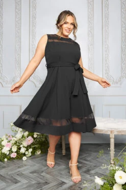 YOURS LONDON Curve Black Mesh Panel Skater Dress -JOICY Clothing Shop 7d78b0b3 ee2f 40 157588 L