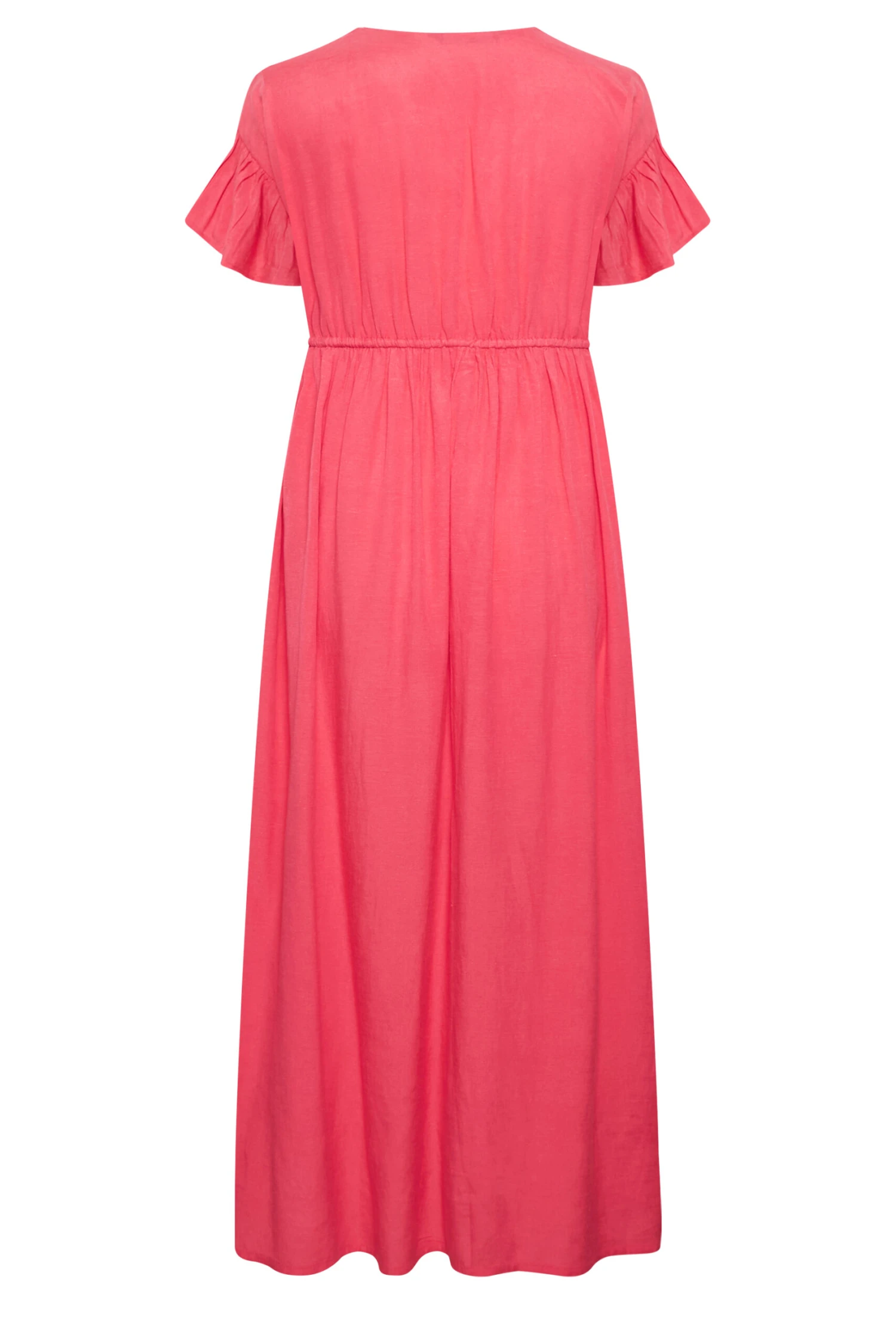LIMITED COLLECTION Curve Coral Pink Frill Sleeve Cotton Maxi Dress 6 LIMITED COLLECTION Curve Coral Pink Frill Sleeve Cotton Maxi Dress - Image 6