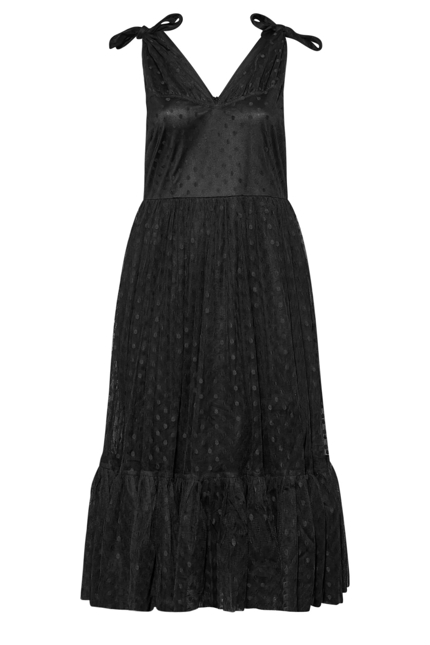 YOURS LONDON Curve Black Spot Mesh Tiered Dress 5 YOURS LONDON Curve Black Spot Mesh Tiered Dress - Image 5