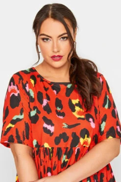 LIMITED COLLECTION Curve Red Leopard Print Smock Midaxi Dress -JOICY Clothing Shop 8019bd69 7f1f 4b 215757 D