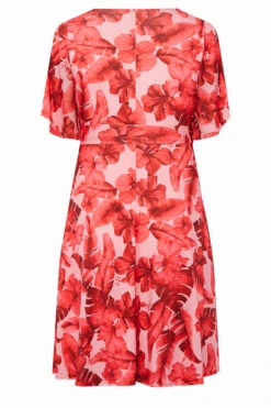 YOURS LONDON Curve Pink Tropical Floral Print Wrap Dress -JOICY Clothing Shop 80ba11d4 df8f 42 162202 Y