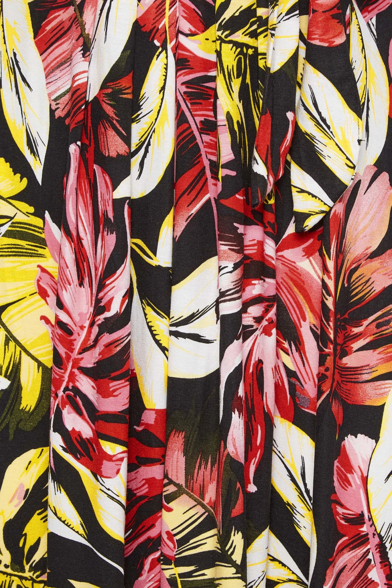 YOURS Curve Black Leaf Print Front Tie Maxi Dress 4 YOURS Curve Black Leaf Print Front Tie Maxi Dress - Image 4