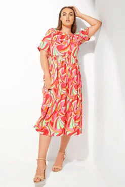 LIMITED COLLECTION Curve Bright Pink Abstract Print Midaxi Smock Dress -JOICY Clothing Shop 80f6b6fb 32ba 4c 213732 L