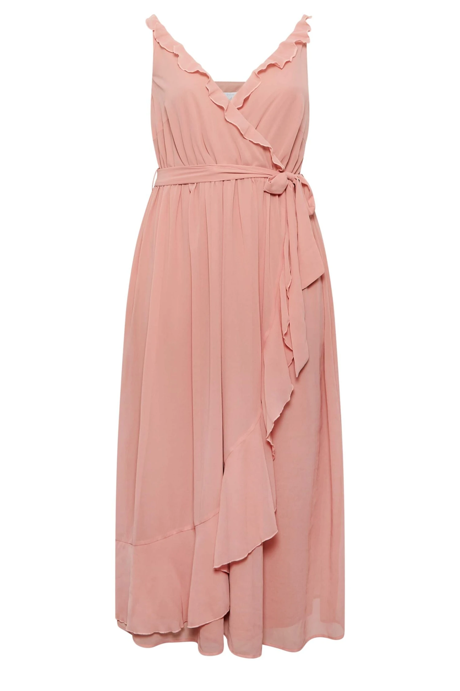 YOURS LONDON Curve Pink Ruffle Wrap Dress 5 YOURS LONDON Curve Pink Ruffle Wrap Dress - Image 5