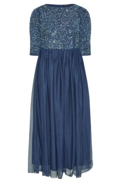 LUXE Curve Navy Blue Sequin Hand Embellished Maxi Dress -JOICY Clothing Shop 84605a57 5a44 48 161156 F
