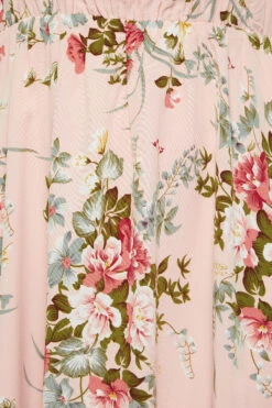 YOURS LONDON Curve Light Pink Floral Bardot Ruffle Maxi Dress -JOICY Clothing Shop 84e1f874 a220 43 161954 Z